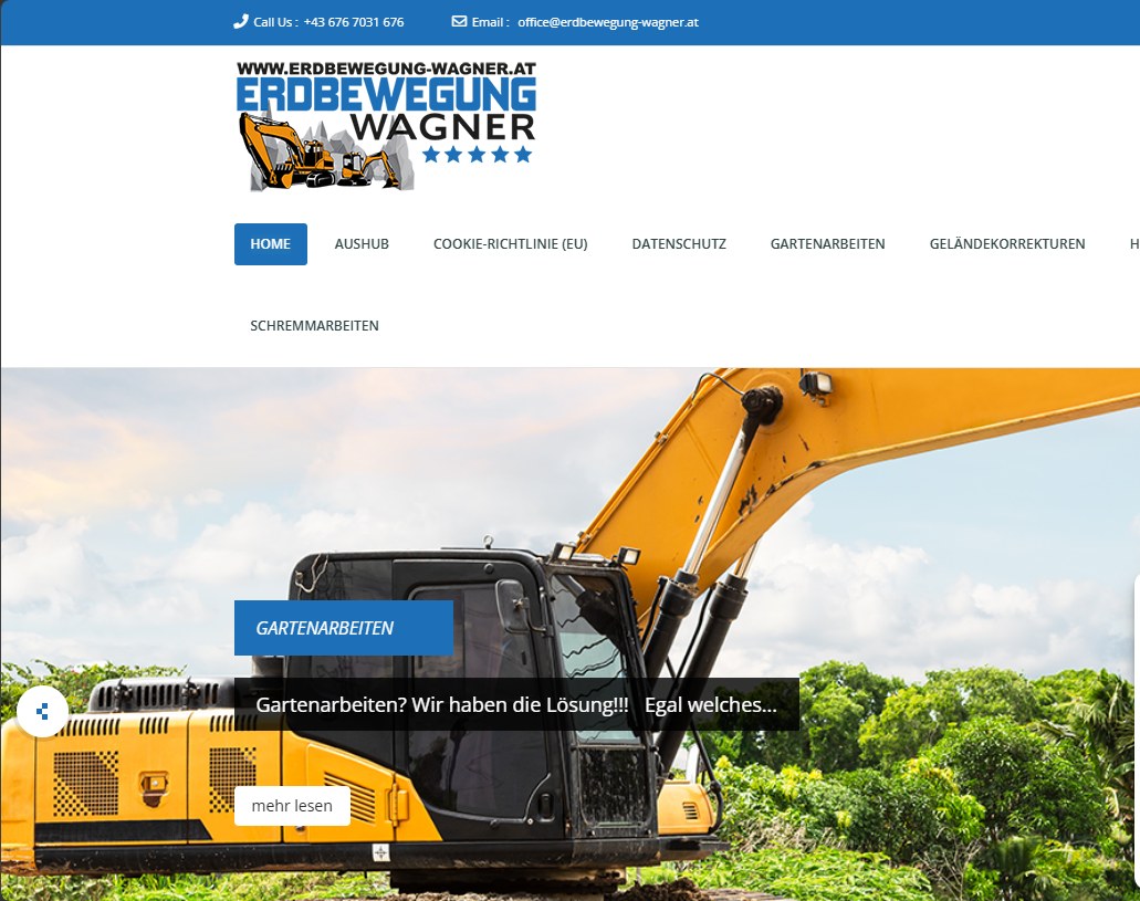Website von Erdbewegung Wagner – Referenz von BeeCaso